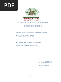 Sociology of Ethiopian Society Final@