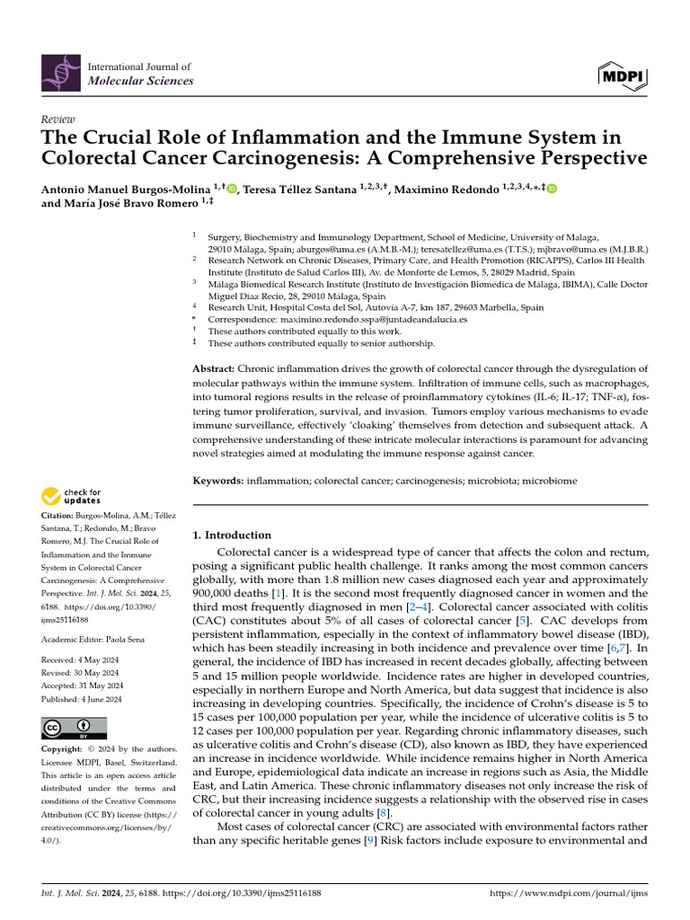 2024 The Crucial Role of Inflammation and The Immune System in ...