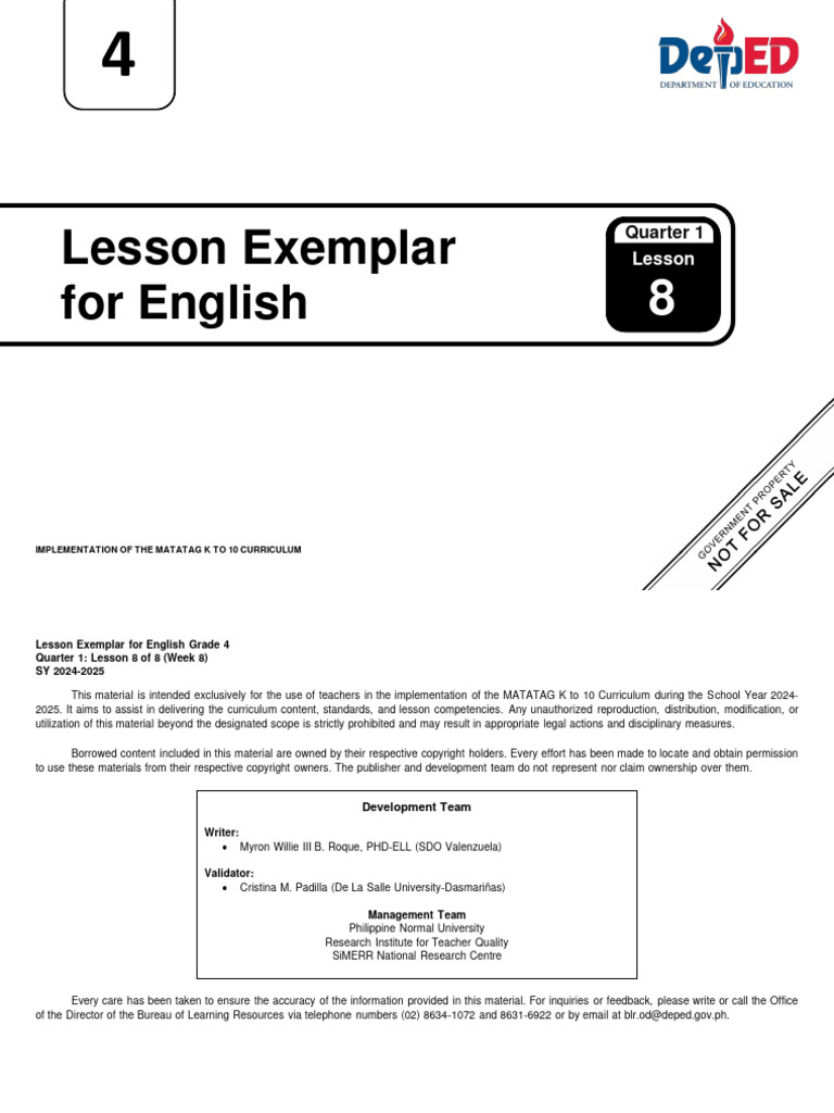 Q1 - LE - English 4 - Lesson 8 - Week 8 | PDF | Multimedia | Learning