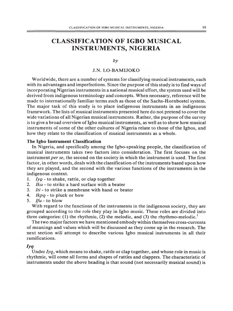 Igbo Musical Instruments Classification | PDF | Musical Instruments ...