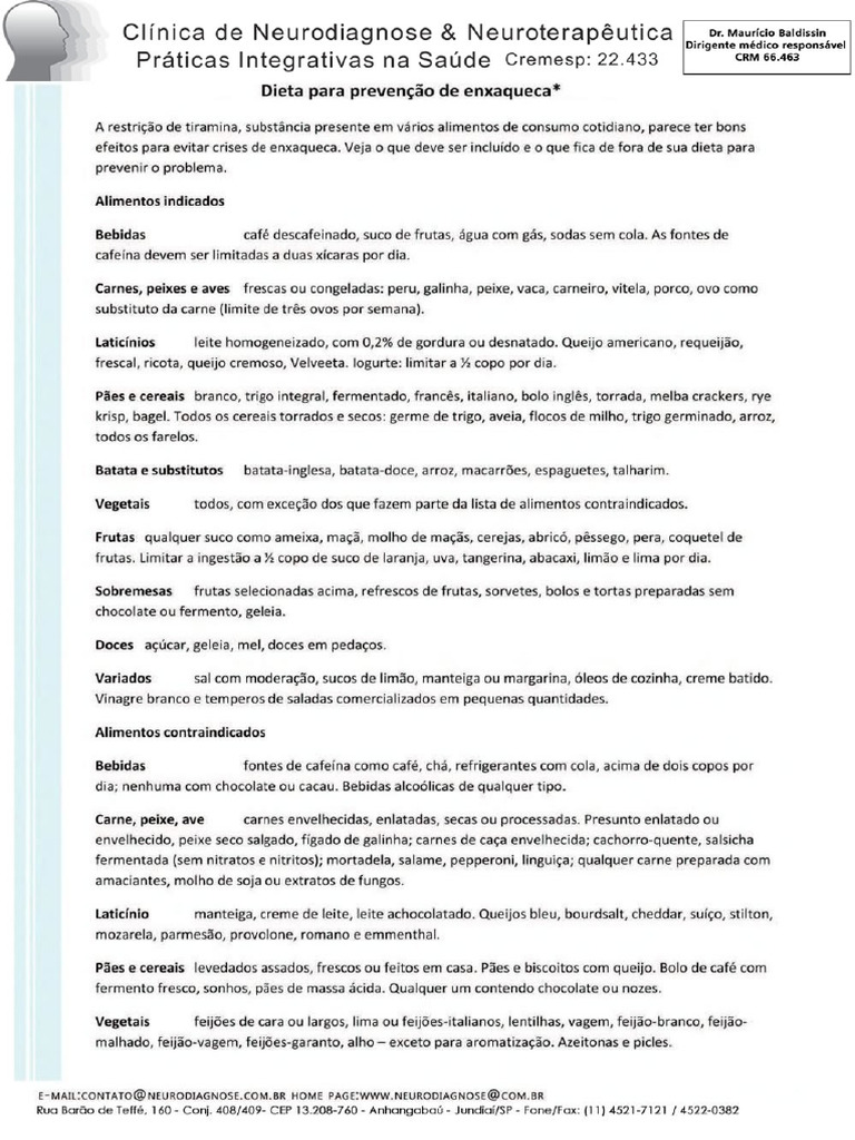 Dieta Enxaqueca | PDF