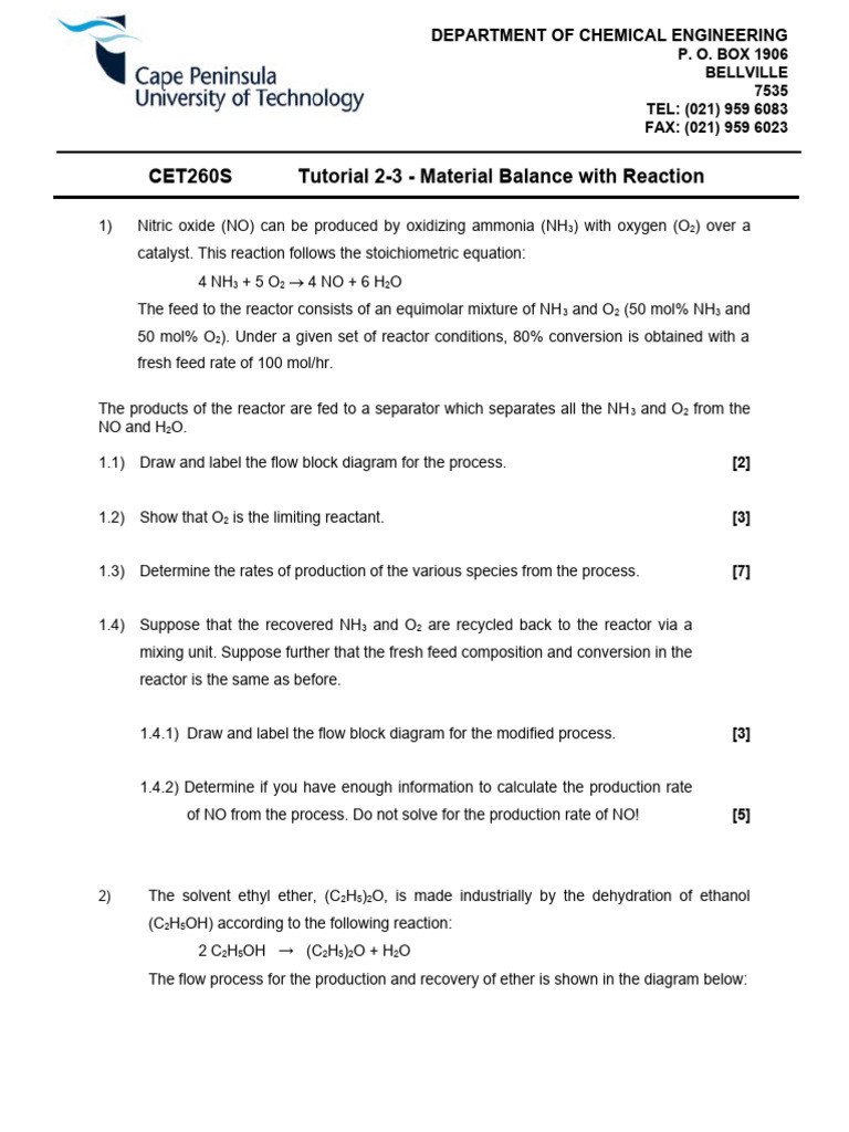 Conversion Material Balance | PDF | Chemical Reactor | Ammonia