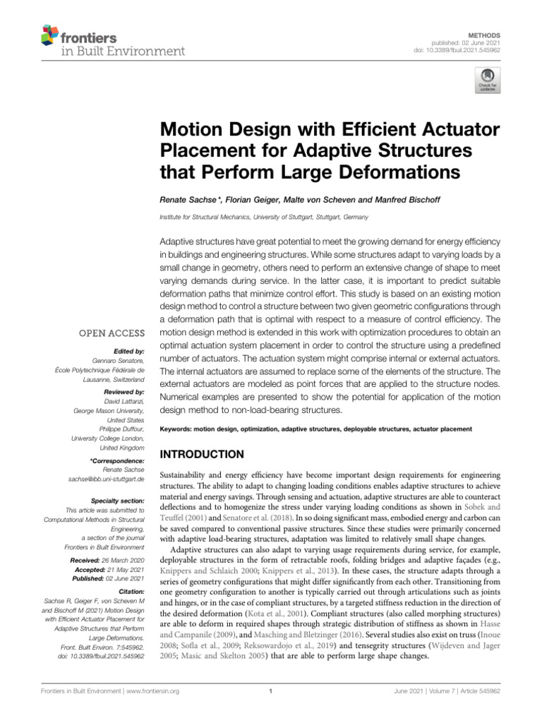 Motion Design With Efficient Actuator Placement Fo | PDF | Mathematical ...