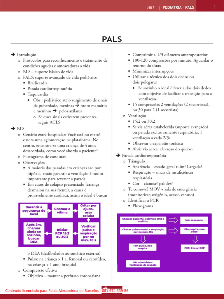 Protocolo PALS em Emergências Pediátricas | PDF | Coração | Medicina ...
