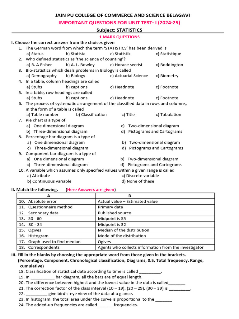 Important Statistics Questions 1st Sem | PDF | Histogram | Statistics