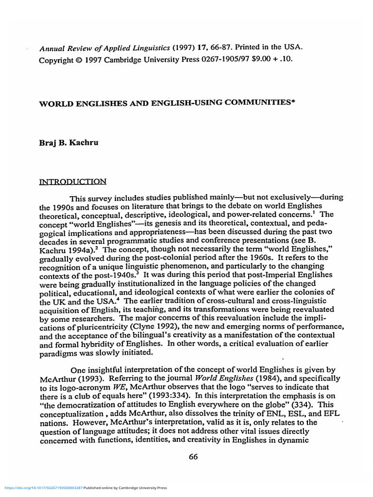 Understanding World Englishes Dynamics | PDF | English As A Second Or ...