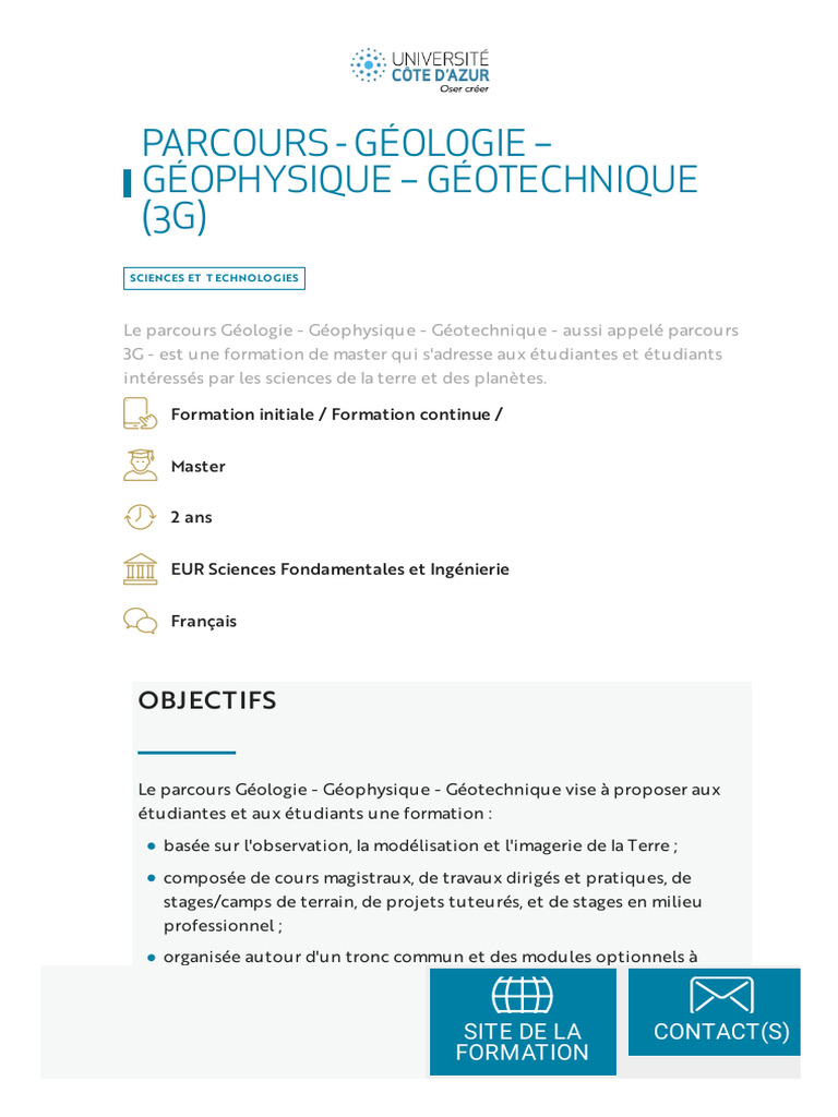 PARCOURS - Géologie - Géophysique - Géotechnique (3G) - Université Côte ...