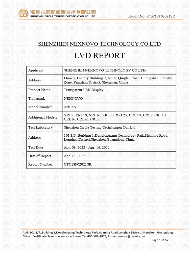 XRL LVD Report | PDF | Insulator (Electricity) | Mains Electricity