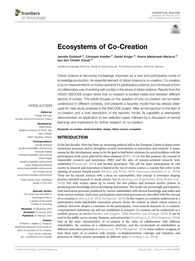 Understanding Co-Creation Ecosystems | PDF | Innovation | Qualitative ...