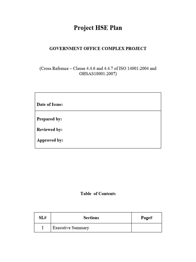 HSE Plan for Construction Site Safety | PDF | Occupational Safety And ...