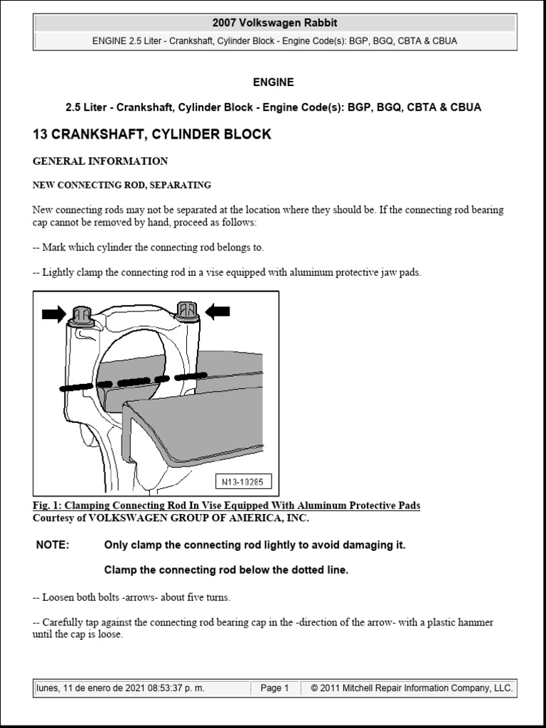 2007 VW Rabbit Engine Manual Overview | PDF | Belt (Mechanical) | Piston