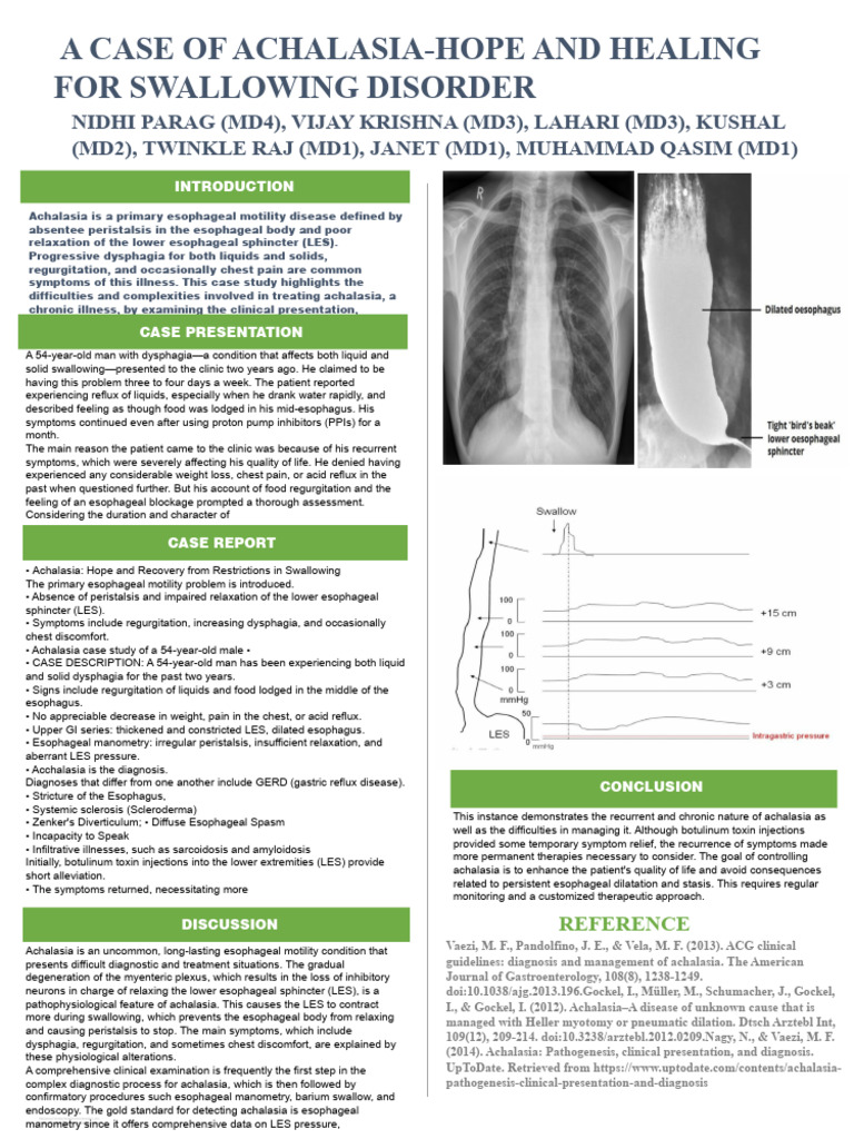 Achalasia Poster | PDF | Esophagus | Gastroesophageal Reflux Disease