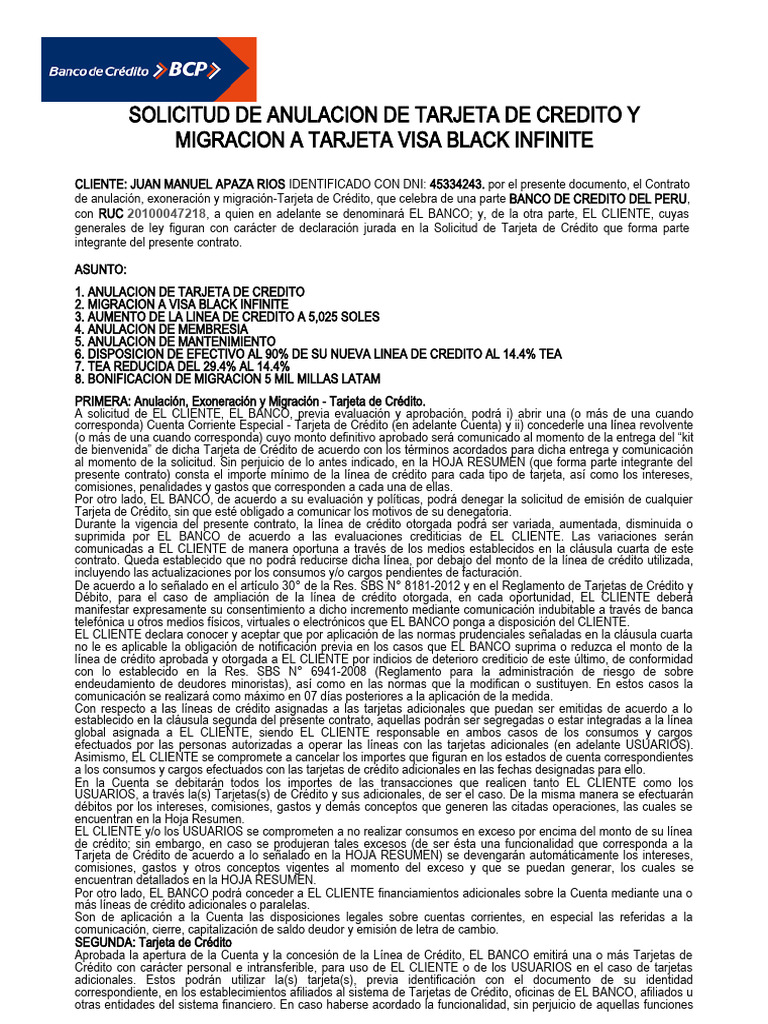 Formato BCP 3 | PDF | Tarjeta de crédito | Bancos