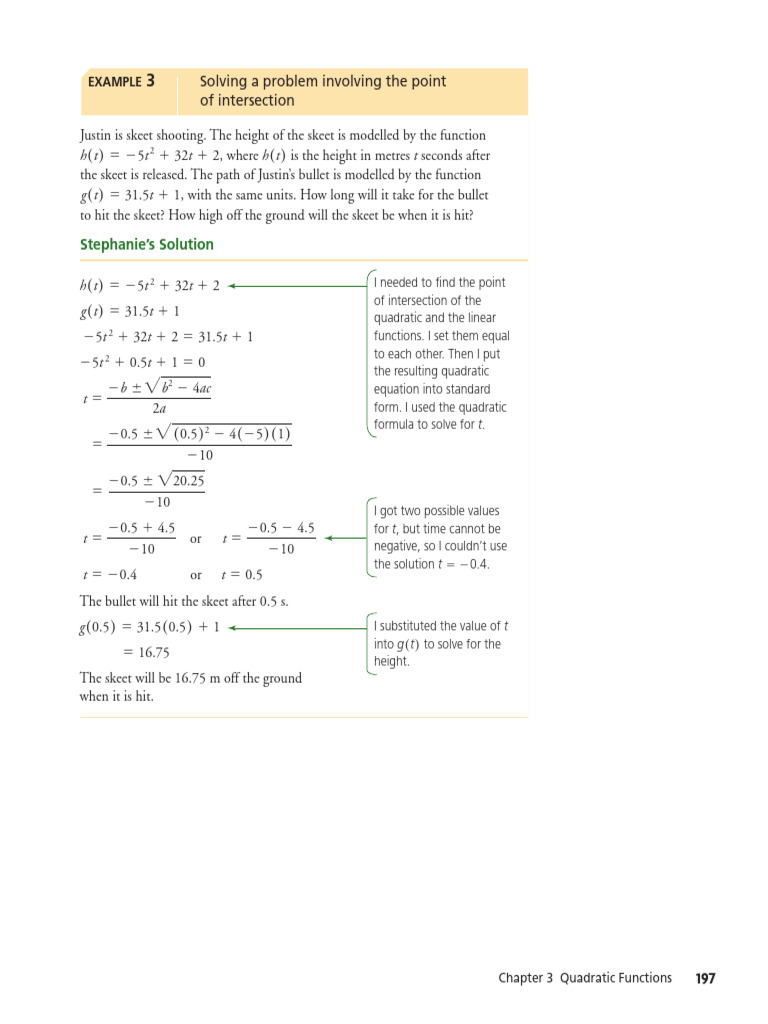 Quadratic and Linear Function Intersections | PDF | Quadratic Equation ...