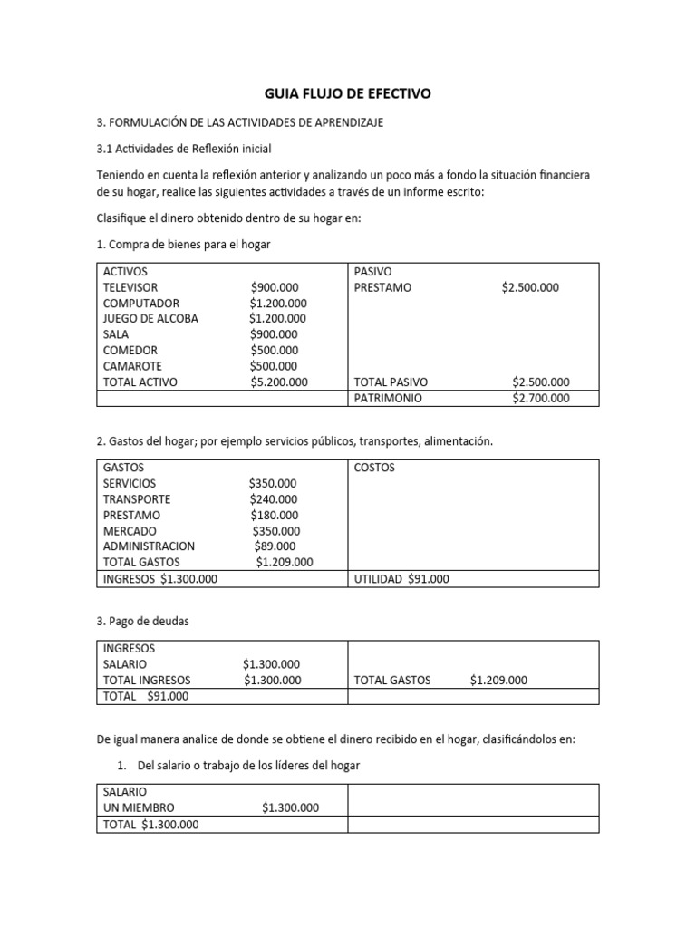 Guia Flujo de Efectivo | PDF | Dinero | Interés