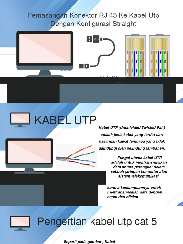 Pemasangan Konektor RJ 45 Ke Kabel Utp Dengan Konfigurasi Straight | PDF