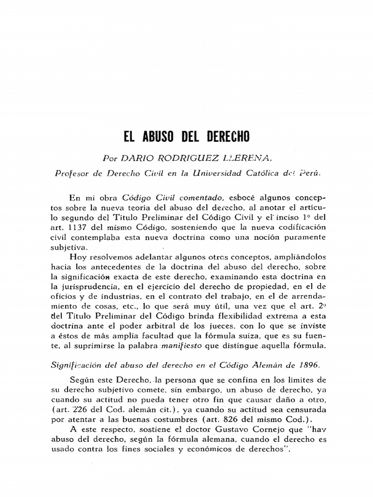 Abuso del Derecho en el Código Civil | PDF | Propiedad | Juez