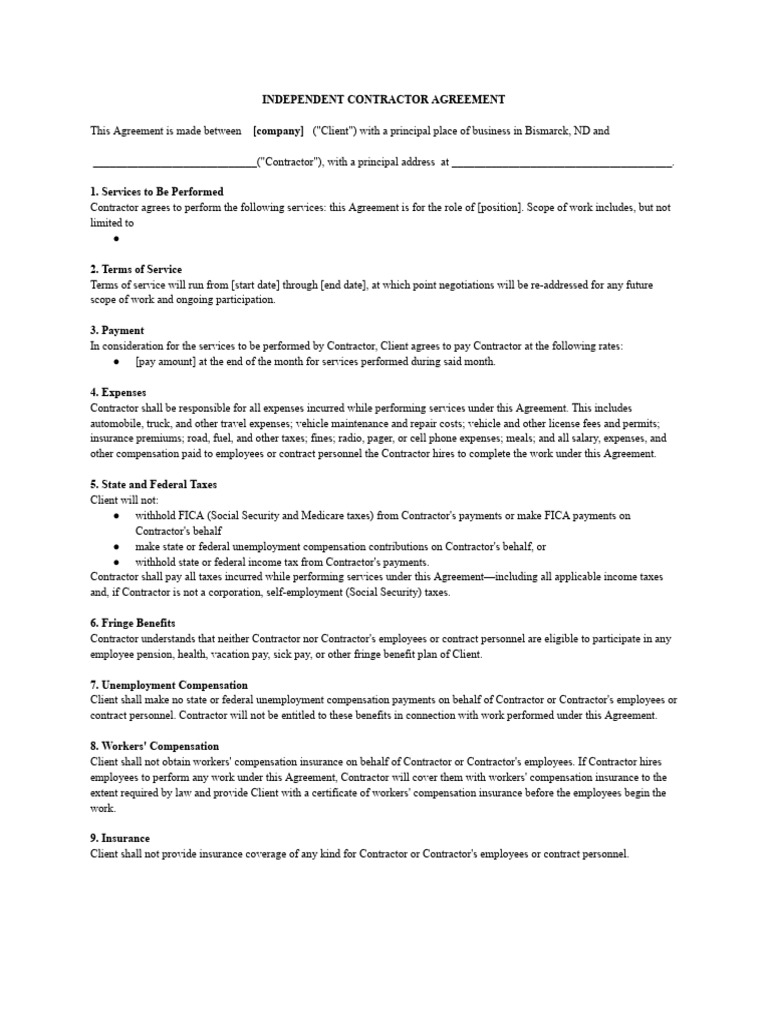 Independent Contractor Agreement Template | PDF | Employment | Trade Secret