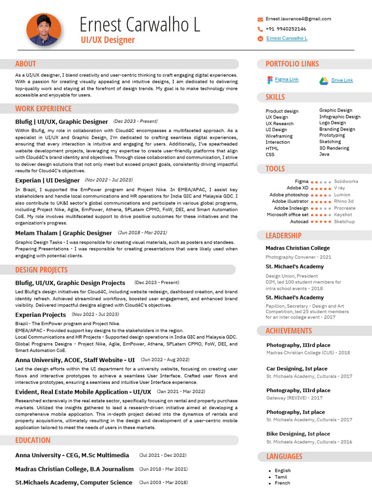 Ernest Carwalho, UI UX Design, Resume | PDF | User Interface | Computer ...