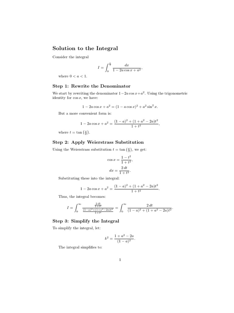 Integral Solution with Weierstrass Method | PDF