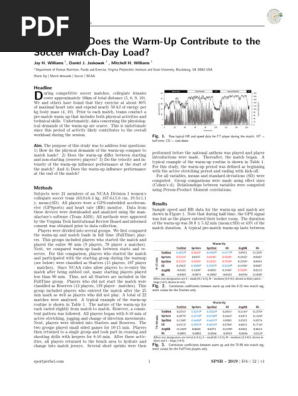 Williams, J. (2019). How Much Does the Warm Up Contribute to the Soccer Match Day Load