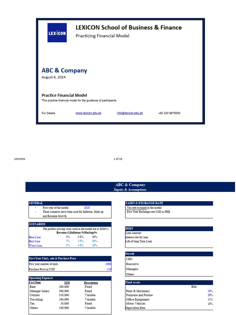 Financial Modeling for Professionals | PDF | Depreciation | Retained ...