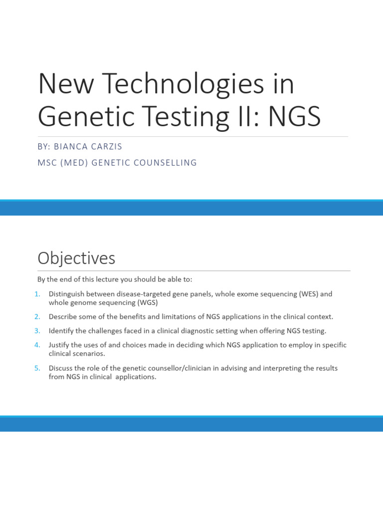 Ngs Lecture Slides Pdf Genetic Disorder Dna Sequencing