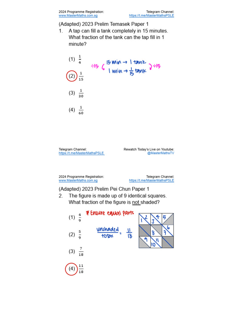 PSLE Maths Revision 2024 Guide | PDF | Mathematics