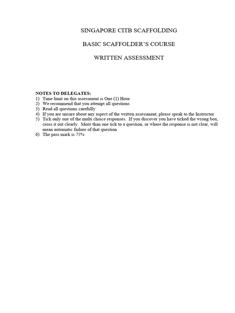 Singapore Scaffolding Assessment Guide | PDF | Scaffolding