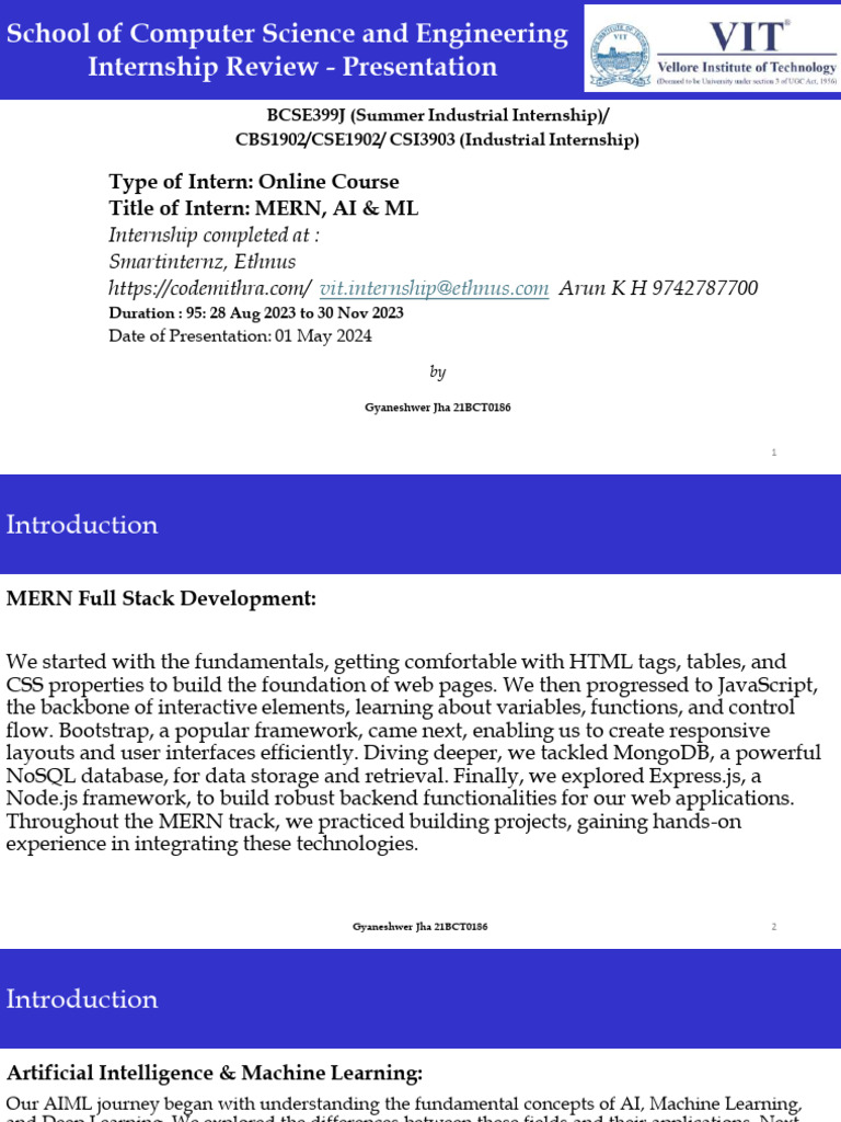 MERN & AI/ML Internship Overview | PDF | Machine Learning | Artificial ...