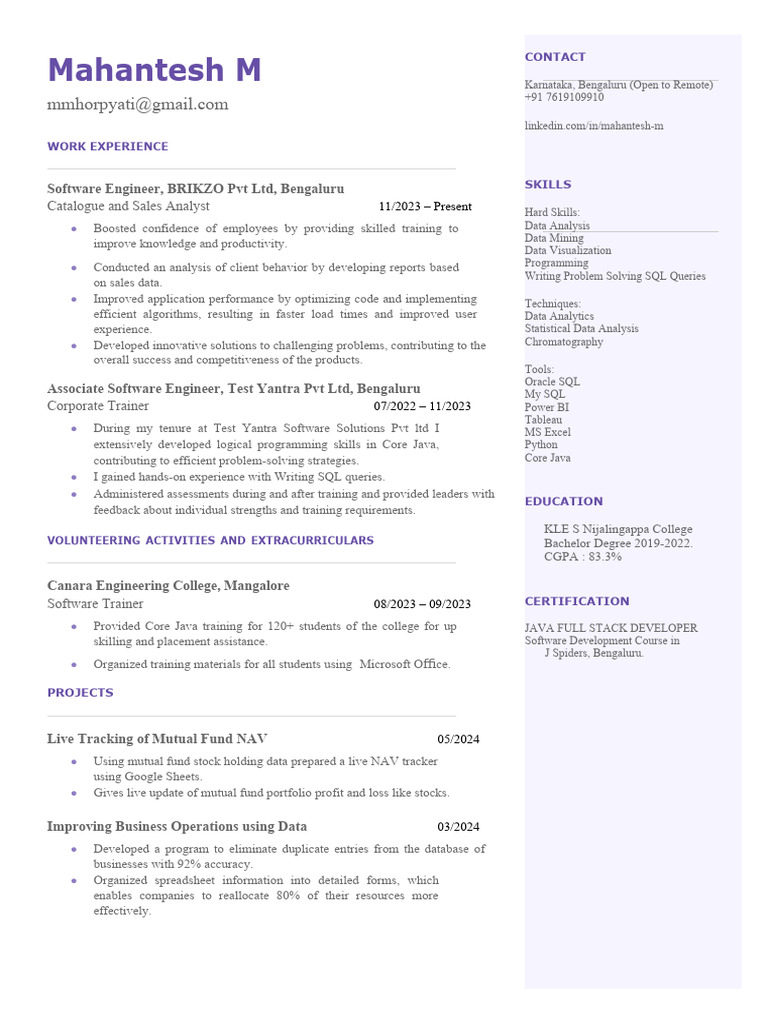 Data Analyst & Software Engineer Profile | PDF | Data Analysis | Sql