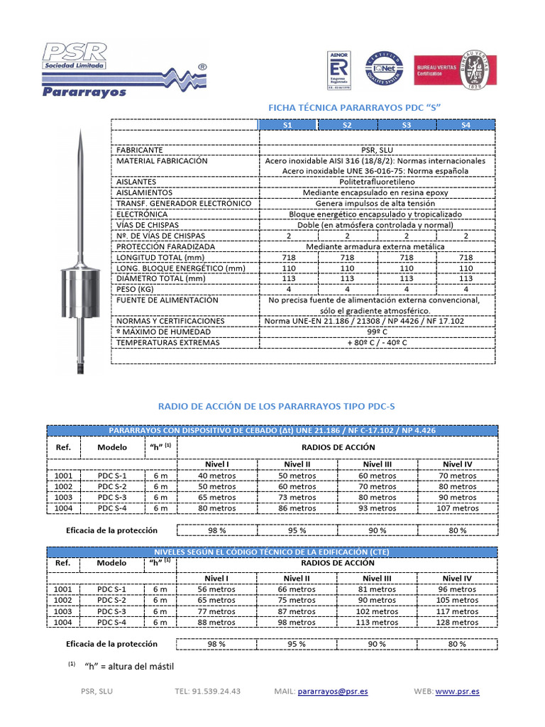 Pararrayos PDC-S: Eficiencia y Alcance | PDF | Ingeniero civil ...