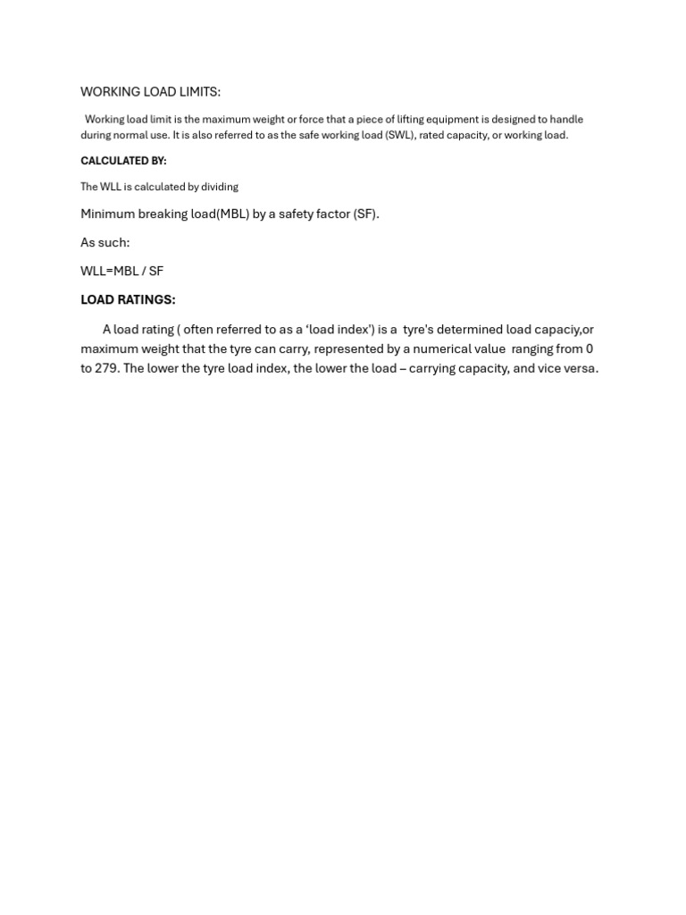 Understanding Working Load Limits and Ratings | PDF