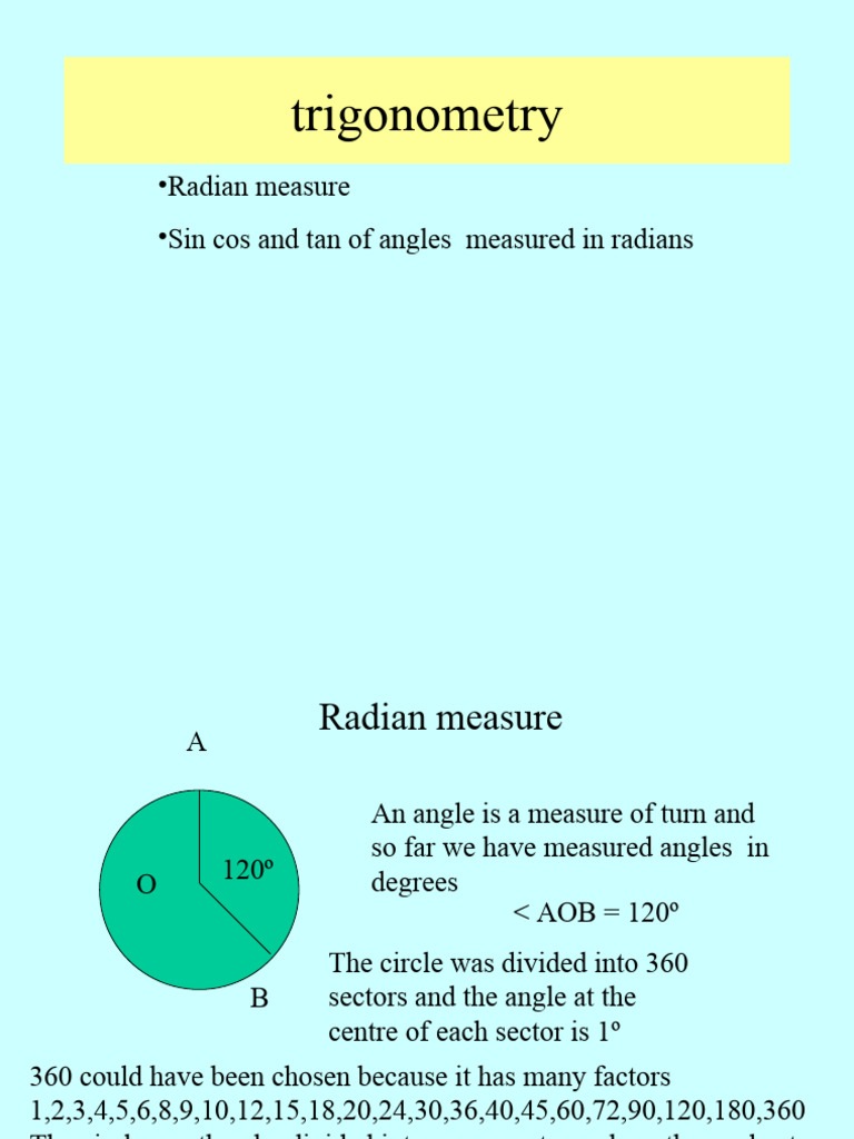 (252872) Trig 1 Radian Measure Ammended | PDF | Trigonometry ...