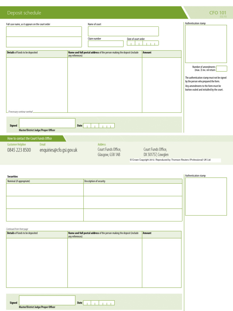 CFO 101 Deposit Schedule | PDF | Justice | Crime & Violence