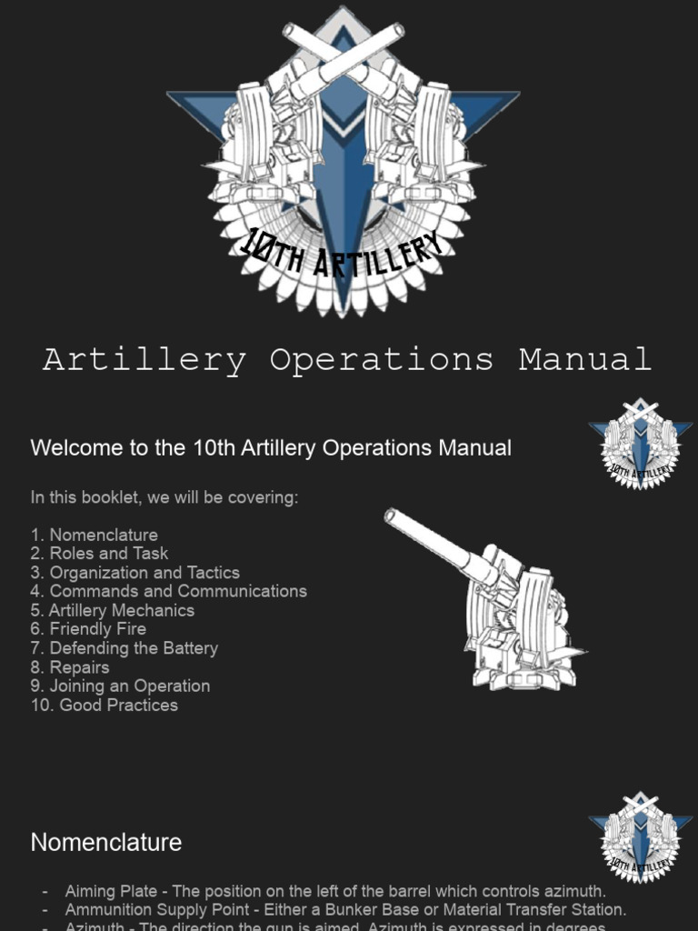 10th Artillery Operations Manual Pdf Artillery Artillery Battery
