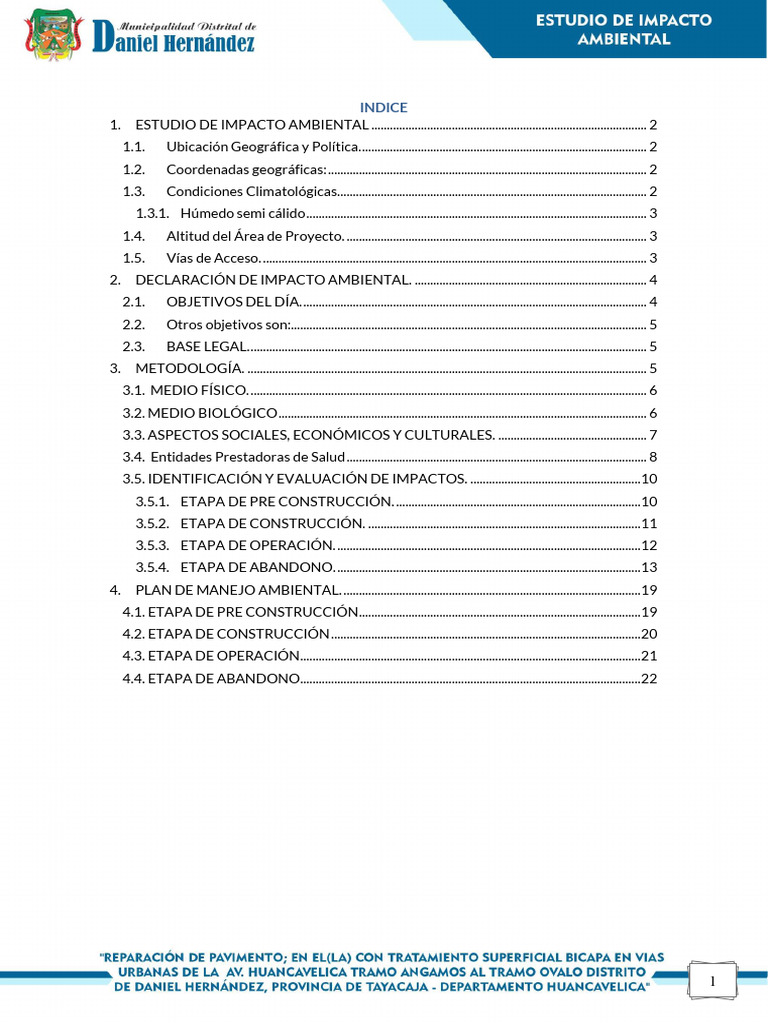 Estudio de Impacto Ambiental. | PDF | Entorno natural | Residuos