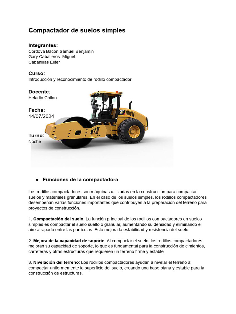 Funciones y tipos de rodillos compactadores | PDF