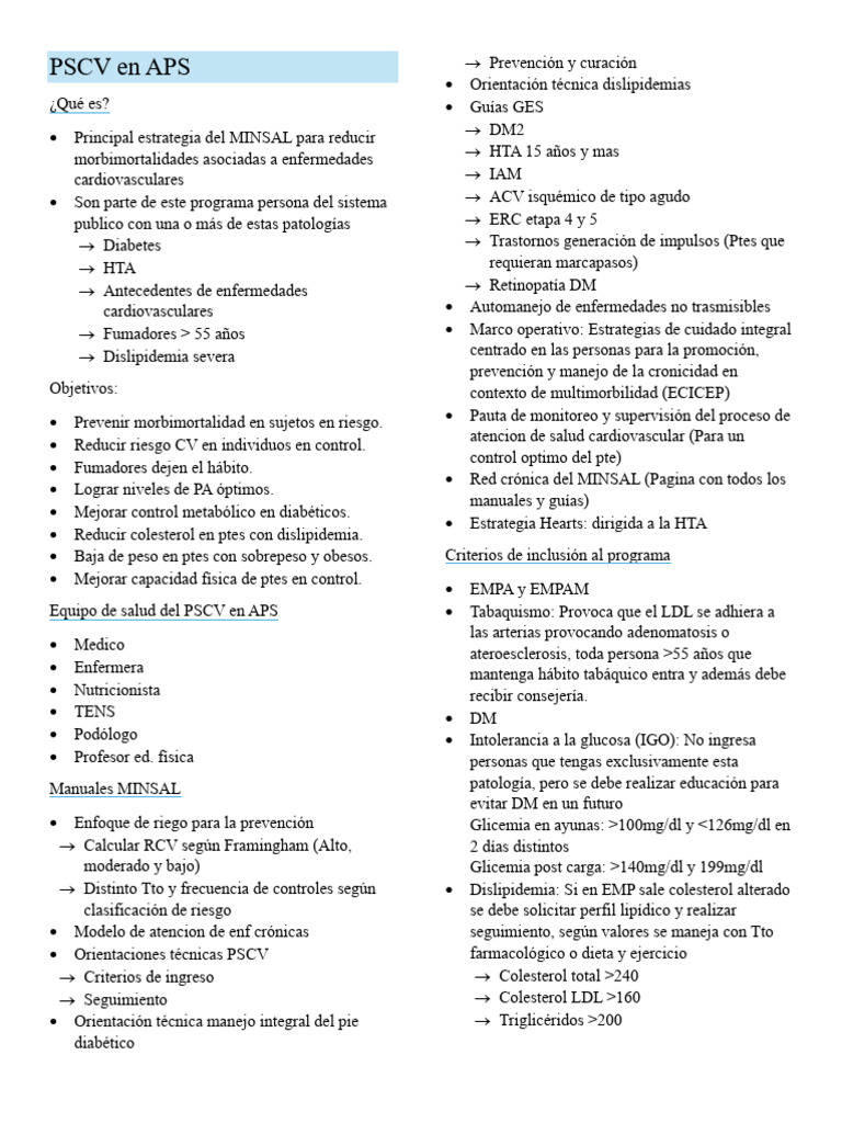 Qué es el PSCV en APS | PDF | Hipercolesterolemia | Hipertensión