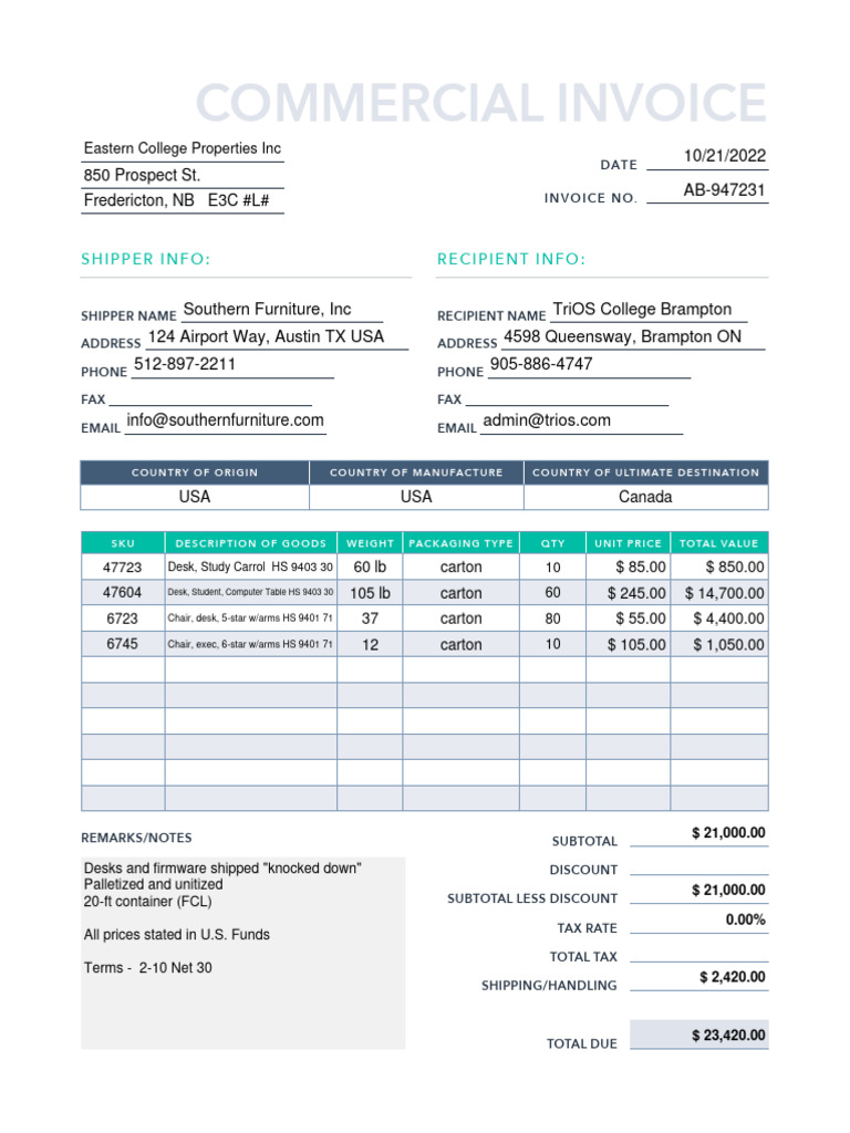 Commercial Invoice | PDF