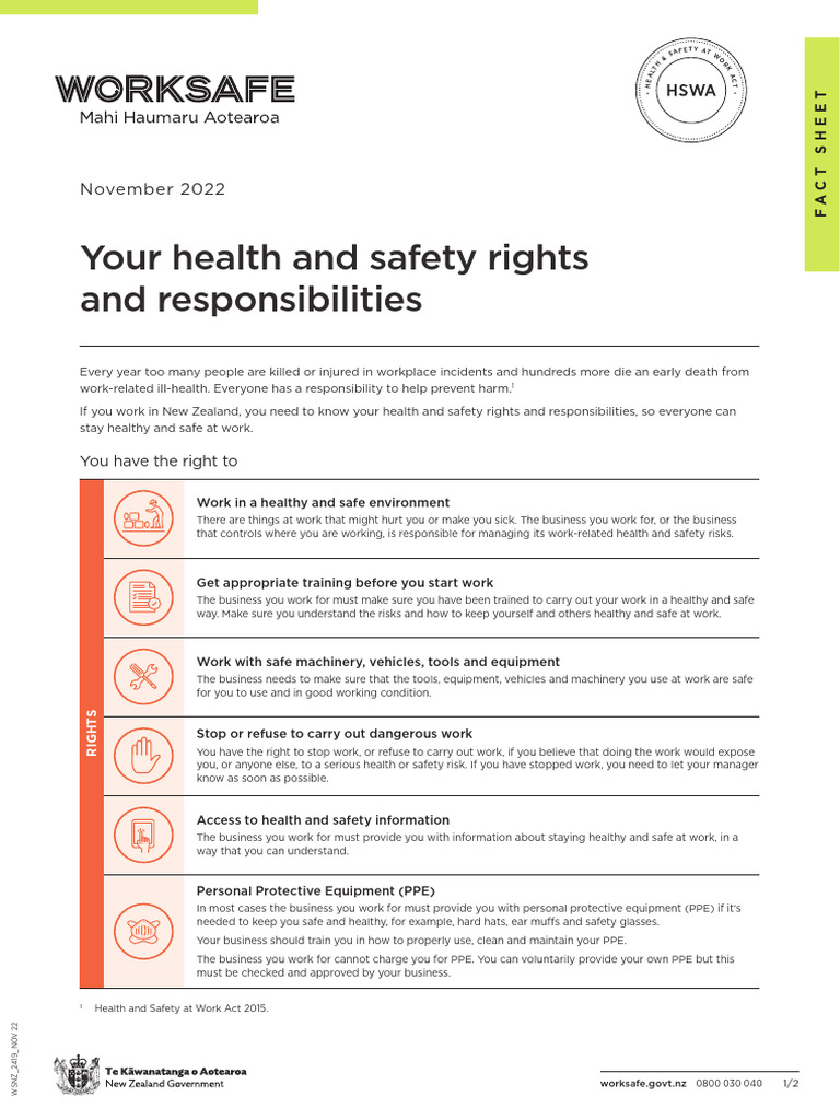 WKS 6 Your Health and Safety Rights and Responsibilities | PDF ...