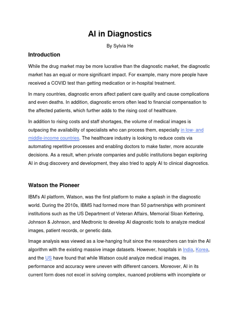 AI Transforming Medical Diagnostics | PDF | Medical Diagnosis ...