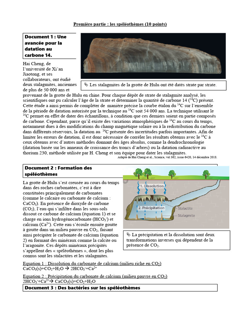 Datation et formation des spéléothèmes | PDF | Soleil | Dioxyde de carbone