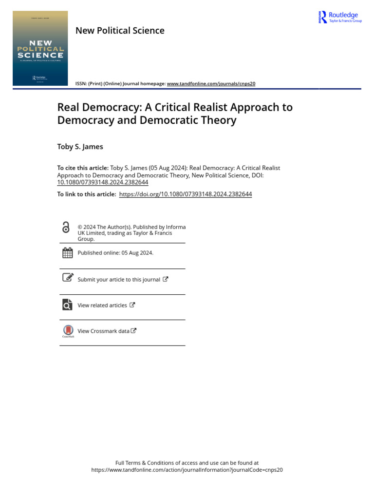 Real Democracy: A Critical Realist Perspective | PDF | Democracy ...