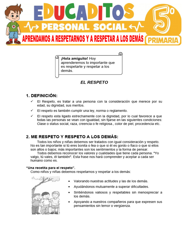 El Valor del Respeto en Primaria | PDF | Ciencias del comportamiento ...