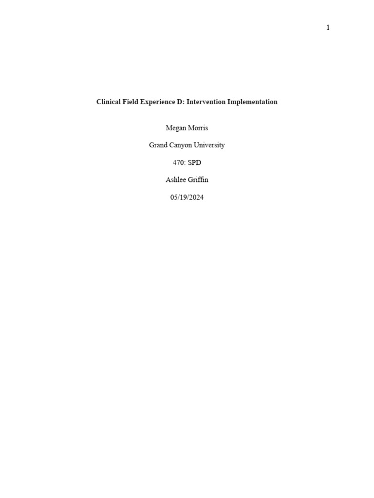 Clinical Field Experience D - Intervention Implementation | PDF ...