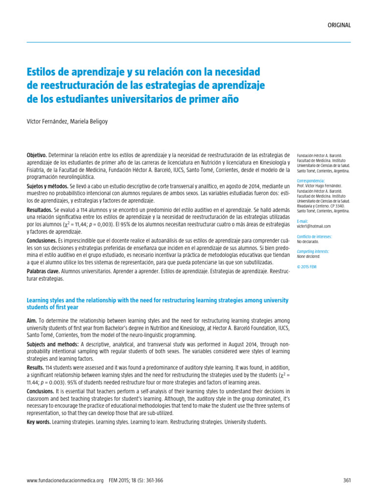 Estilos de Aprendizaje y Estrategias Universitarias | PDF | Aprendizaje ...