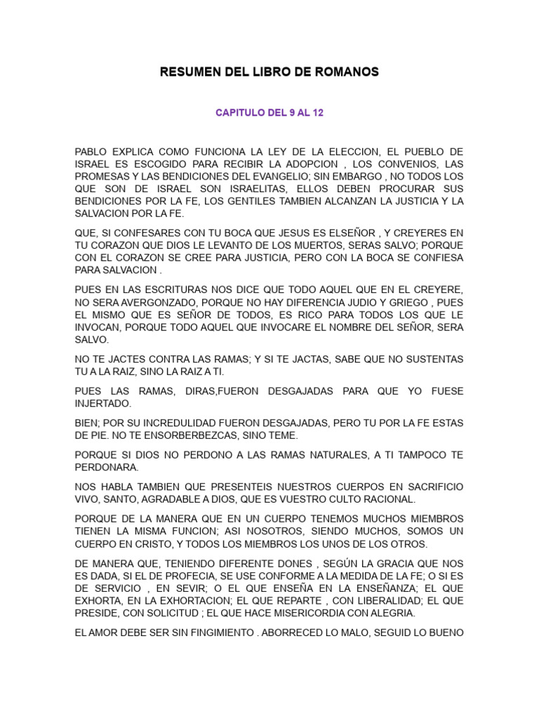 Resumen Del Libro de Romanos 2 | PDF | Creencia y doctrina cristiana ...