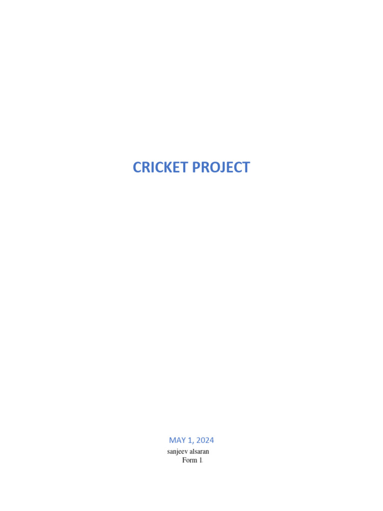 Cricket Project - Form 1 Term 3 | PDF | Bowling (Cricket) | Cricket