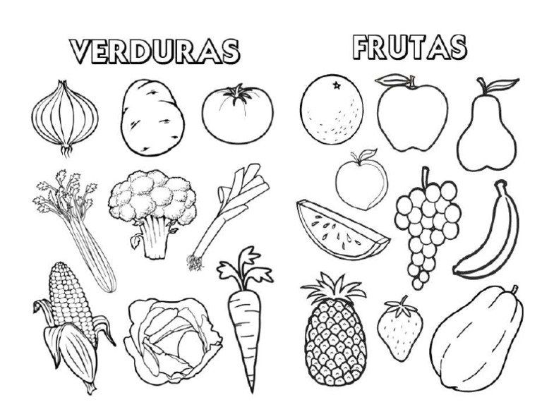 Frutas y Verduras Colorear PDF